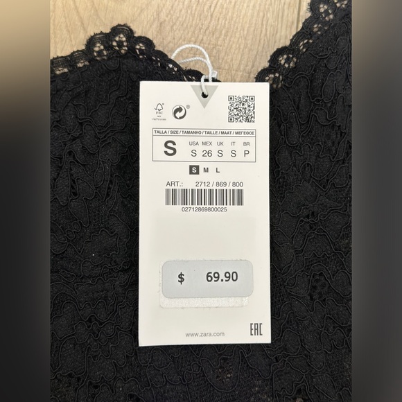 Zara lace crop bralette size small NWT - Picture 4 of 7
